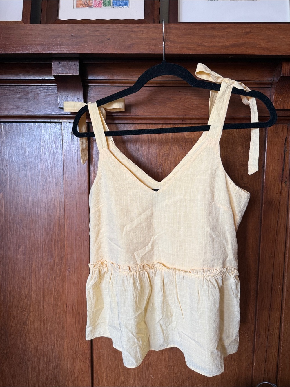 New Look Sunny Yellow V-Neck Tie-Shoulder Top